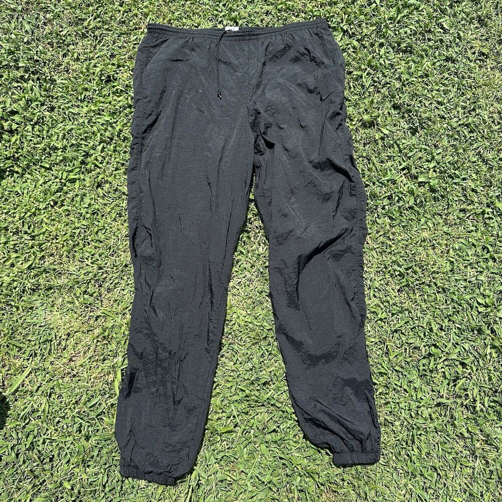 Vintage 90s Nike Pants Mens Size Large‎ Track Ankle Zip Jersey Lined Black